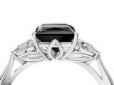 White gold Fancy Black Princess Cut Diamond Three-Stone Ring with Pear  Side Stones and Prong Setting_64