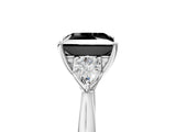 White gold Fancy Black Princess Cut Diamond Three-Stone Ring with Pear  Side Stones and Prong Setting_65