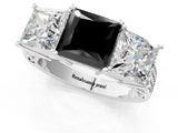White gold Fancy Black Princess Cut Diamond Three-Stone Ring with Prong Setting and Textured Band_33