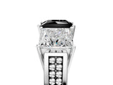 White gold Fancy Black Princess Cut Diamond Three-Stone Ring with Prong Setting and Textured Band_37