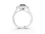 White gold Fancy Black Princess Cut Halo Bezel Diamond Pave Band Ring_3