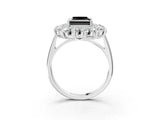White gold Fancy Black Princess Cut Halo Cluster Diamond Ring with Pave Band and Four-Prong Setting_15