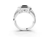 White gold Fancy Black Princess Cut Halo Diamond Engagement Ring with Pave Split Shank and Four-Prong Setting_3