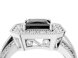 White gold Fancy Black Princess Cut Halo Diamond Engagement Ring with Pave Split Shank and Four-Prong Setting_4