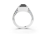 White gold Fancy Black Princess Cut Halo Diamond Engagement Ring with Split Shank Band and Four-Prong Setting_15