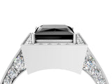 White gold Fancy Black Princess Cut Halo Diamond Engagement Ring with Split Shank Band and Four-Prong Setting_16