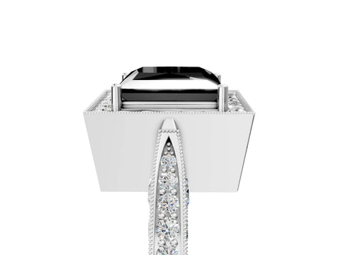 White gold Fancy Black Princess Cut Halo Diamond Engagement Ring with Split Shank Band and Four-Prong Setting_17