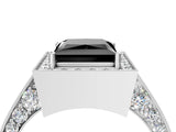 White gold Fancy Black Princess Cut Halo Diamond Engagement Ring with Split Shank Band and Four-Prong Setting_4