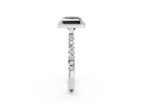 White gold Fancy Black Princess Cut Halo Diamond Pave Band with Prong Setting_2