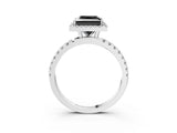 White gold Fancy Black Princess Cut Halo Diamond Pave Band with Prong Setting_3
