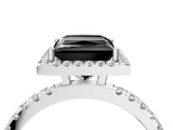 White gold Fancy Black Princess Cut Halo Diamond Pave Band with Prong Setting_4