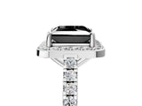 White gold Fancy Black Princess Cut Halo Diamond Ring with Pavé Band and Three-Prong Setting_17