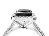 White gold Fancy Black Princess Cut Halo Diamond Ring with Pavé Band_16