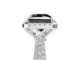 White gold Fancy Black Princess Cut Halo Diamond Ring with Pavé Band_17