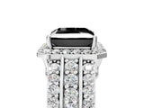 White gold Fancy Black Princess Cut Halo Diamond Ring with Round  Split Shank and Prong Setting_77