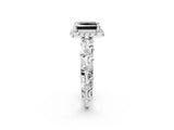 White gold Fancy Black Princess Cut Halo Diamond Solitaire with Filigree Band and Four-Prong Setting_14