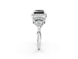 White gold Fancy Black Princess Cut Halo Diamond Split Shank Engagement Ring with Four-Prong Setting_2