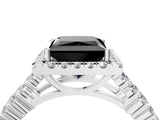 White gold Fancy Black Princess Cut Halo Pavé Diamond Engagement Ring with Split Shank and Four-Prong Setting_7