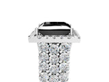 White gold Fancy Black Princess Cut Halo Pavé Diamond Engagement Ring with Split Shank and Four-Prong Setting_8