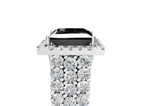 White gold Fancy Black Princess Cut Halo Pavé Diamond Engagement Ring with Split Shank and Four-Prong Setting_8
