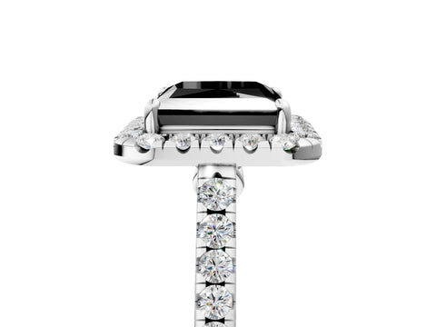 White gold Fancy Black Princess Cut Halo Pave Diamond Engagement Ring with Four-Prong Setting_5