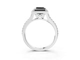 White gold Fancy Black Princess Cut Halo Round Diamond Pavé Band with Four-Prong Setting_18
