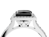 White gold Fancy Black Princess Cut Halo Round Diamond Pavé Band with Four-Prong Setting_19