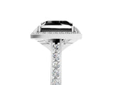 White gold Fancy Black Princess Cut Halo Round Diamond Pavé Band with Four-Prong Setting_20