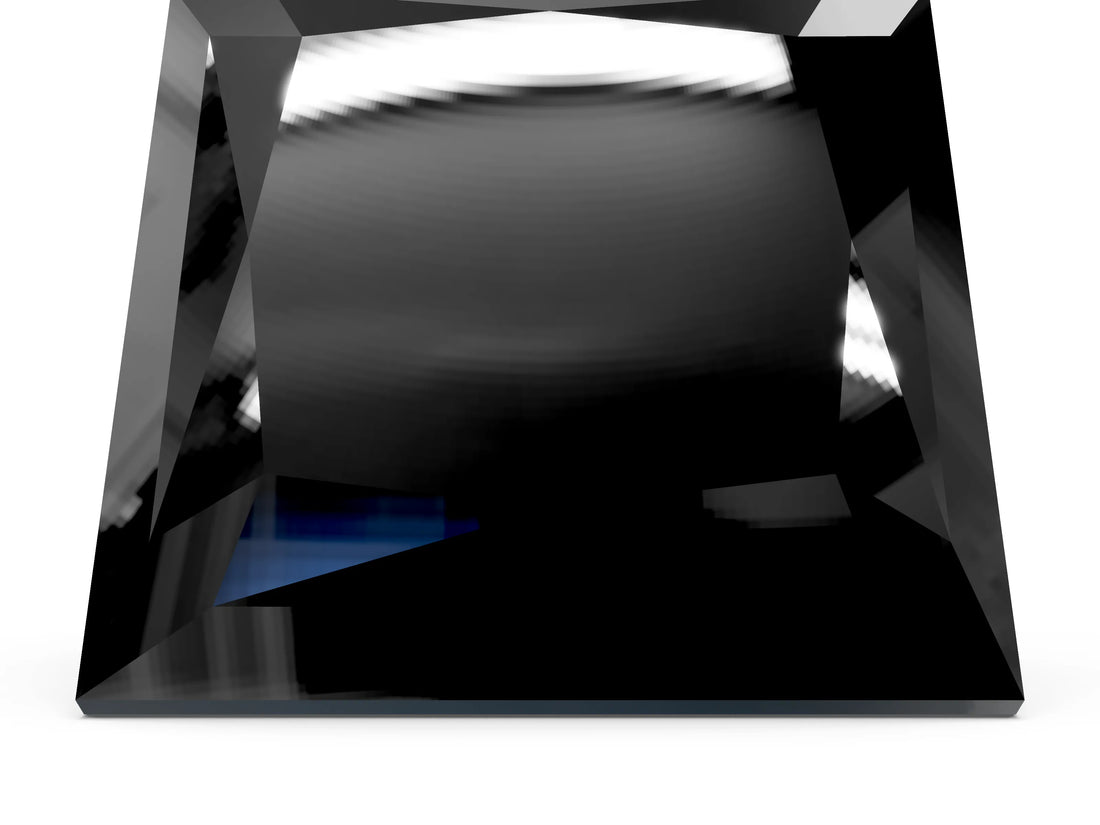 White gold Fancy Black Princess Cut Halo Round Diamond Solitaire Ring with Pavé Band and Four-Prong Setting_48
