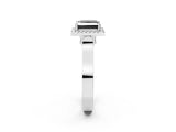 White gold Fancy Black Princess Cut Halo Round Diamond Twist Band with Four-Prong Setting_26