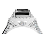White gold Fancy Black Princess Cut Halo Round Diamond Twist Band with Four-Prong Setting_28