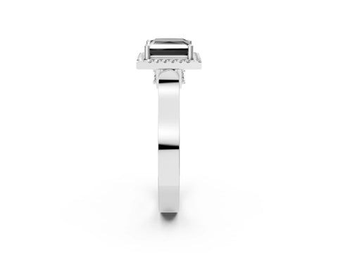 White gold Fancy Black Princess Cut Halo Round Diamond Twist Band with Four-Prong Setting_2