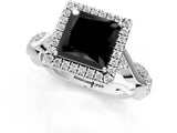 White gold Fancy Black Princess Cut Halo Twist Band with Four-Prong Setting_73