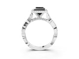 White gold Fancy Black Princess Cut Halo Twist Band with Four-Prong Setting_75