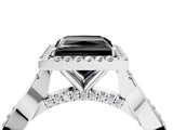 White gold Fancy Black Princess Cut Halo Twist Band with Four-Prong Setting_77