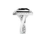 White gold Fancy Black Princess Cut Halo Twist Band with Four-Prong Setting_78