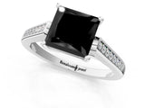 White gold Fancy Black Princess Cut Solitaire Cathedral Diamond Engagement Ring with Channel-Set Band and Four-Prong Setting_16