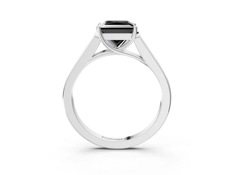 White gold Fancy Black Princess Cut Solitaire Cathedral Diamond Engagement Ring with Channel-Set Band and Four-Prong Setting_18