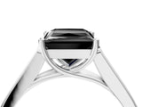 White gold Fancy Black Princess Cut Solitaire Cathedral Diamond Engagement Ring with Channel-Set Band and Four-Prong Setting_19