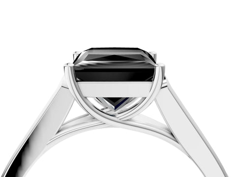 White gold Fancy Black Princess Cut Solitaire Cathedral Diamond Engagement Ring with Channel-Set Band and Four-Prong Setting_19
