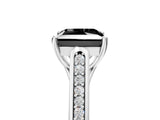 White gold Fancy Black Princess Cut Solitaire Cathedral Diamond Engagement Ring with Channel-Set Band and Four-Prong Setting_20