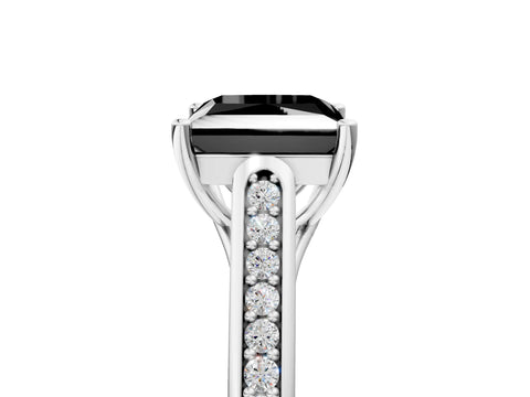 White gold Fancy Black Princess Cut Solitaire Cathedral Diamond Engagement Ring with Channel-Set Band and Four-Prong Setting_20