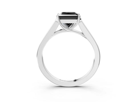 White gold Fancy Black Princess Cut Solitaire Cathedral Diamond Engagement Ring with Channel-Set Band and Four-Prong Setting_6