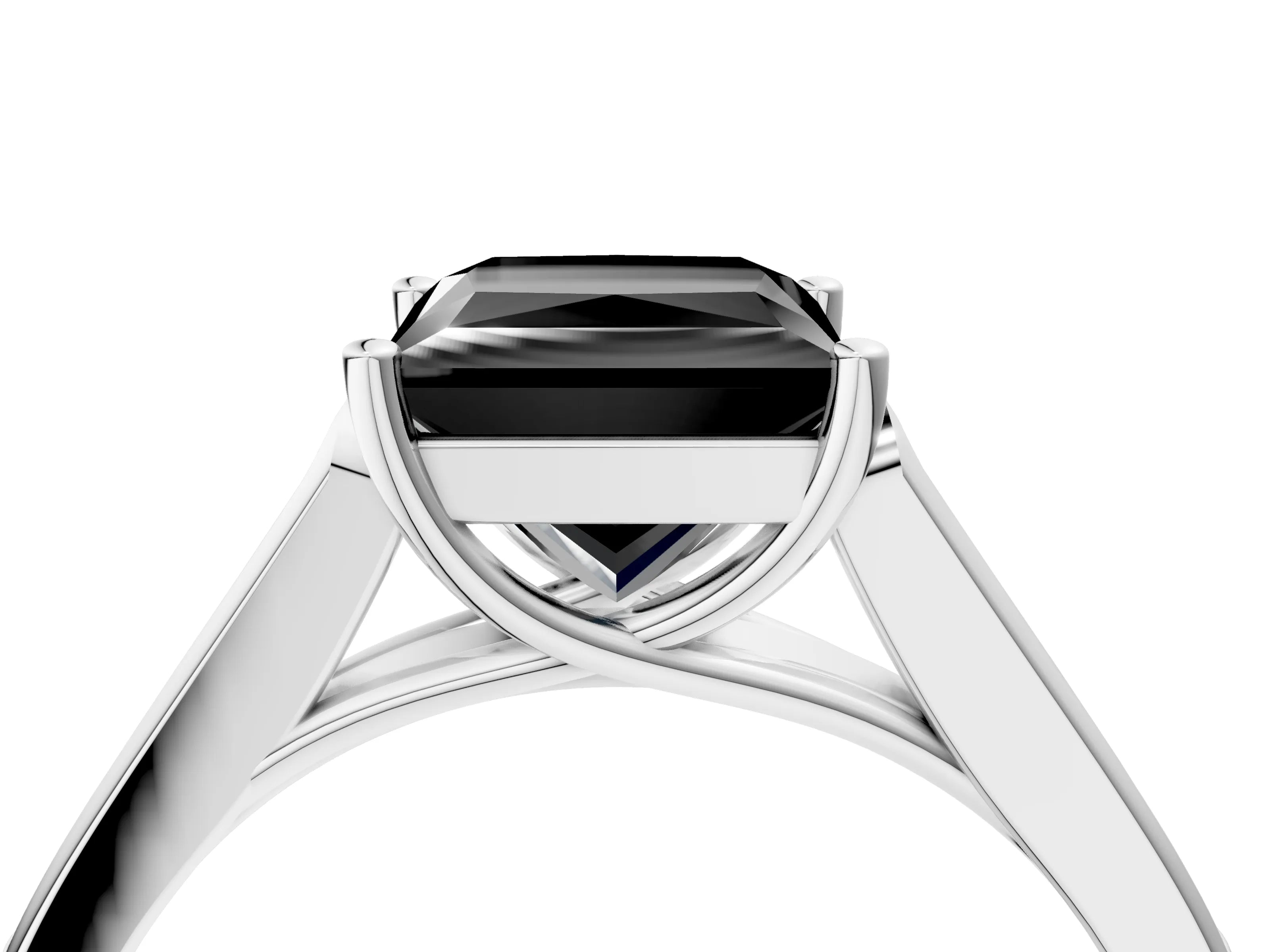White gold Fancy Black Princess Cut Solitaire Cathedral Diamond Engagement Ring with Channel-Set Band and Four-Prong Setting_7