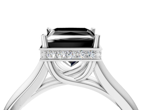 White gold Fancy Black Princess Cut Solitaire Diamond Engagement Ring with Four-Prong Setting and Tapered Band_16