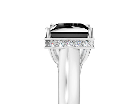 White gold Fancy Black Princess Cut Solitaire Diamond Engagement Ring with Four-Prong Setting and Tapered Band_17