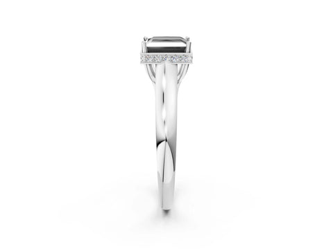 White gold Fancy Black Princess Cut Solitaire Diamond Engagement Ring with Four-Prong Setting and Tapered Band_2