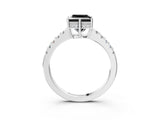 White gold Fancy Black Princess Cut Solitaire Diamond Engagement Ring with Pavé Band and Six-Prong Setting_15