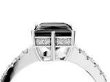 White gold Fancy Black Princess Cut Solitaire Diamond Engagement Ring with Pavé Band and Six-Prong Setting_16