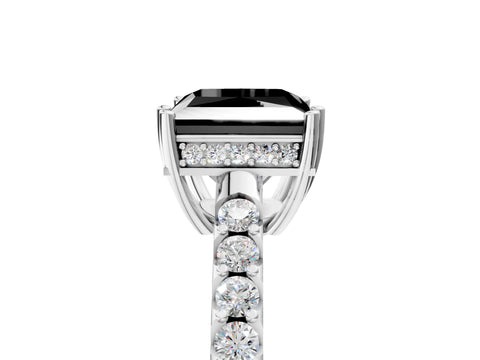White gold Fancy Black Princess Cut Solitaire Diamond Engagement Ring with Pavé Band and Six-Prong Setting_17